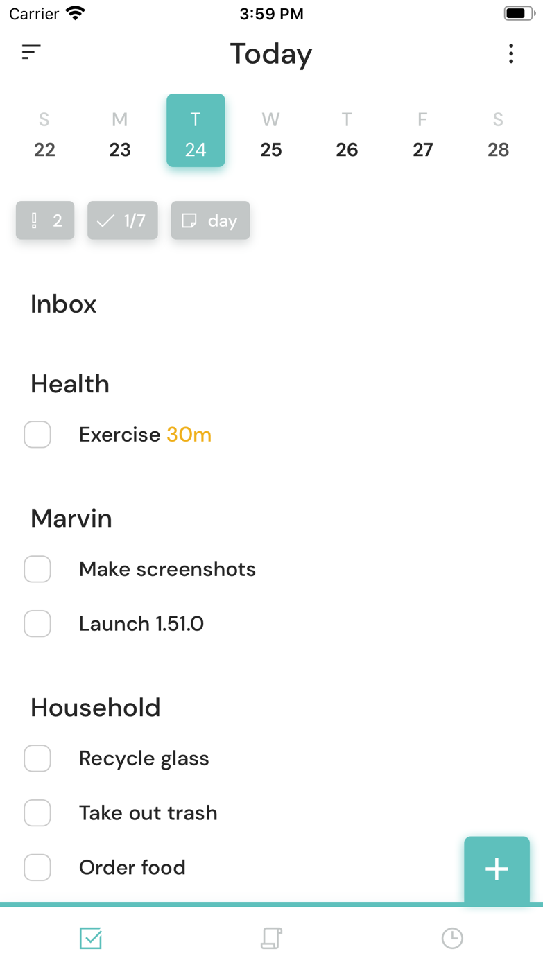 Amazing Marvin interface screenshot from its App Store listing
