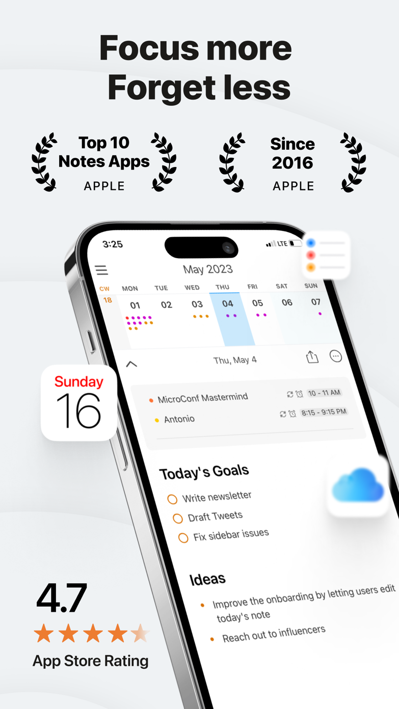 NotePlan interface screenshot from its App Store listing