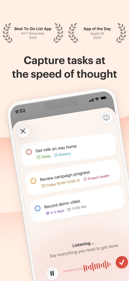 Todoist interface screenshot from its App Store listing